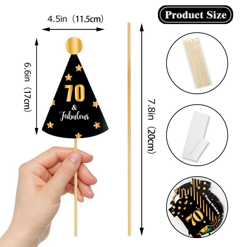 LINGTEER Happy 70th Birthday Party Photo Booth Props,Cheers to 70th Birthday Seventy Years Old Bday Party Centerpieces Props Decorations Sign. - Image 2